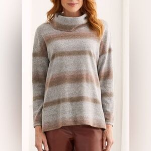 NWT Tribal Women's Gray and Brown Striped Sweater, Nomad print, Medium